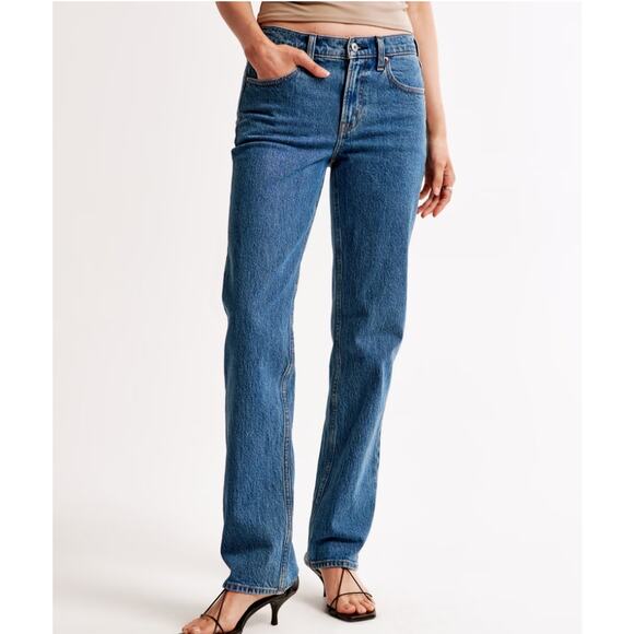 ABERCROMBIE The 90s Straight Mid Rise Jeans Dark Wash 26 - Picture 11 of 11